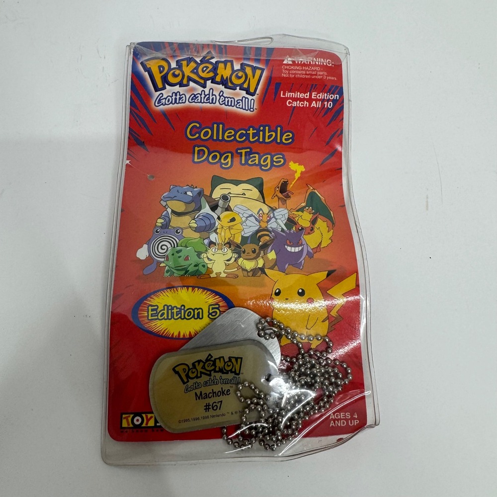 Vintage 1999 Pokemon Machoke 67 Collectible Dog Tags Edition 5 Limited Nintendo